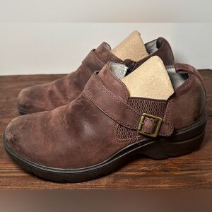 Align Arya Womens 7.5‎ Brown Leather Nurse Mate Slip Resistant Buckle Shoe.
